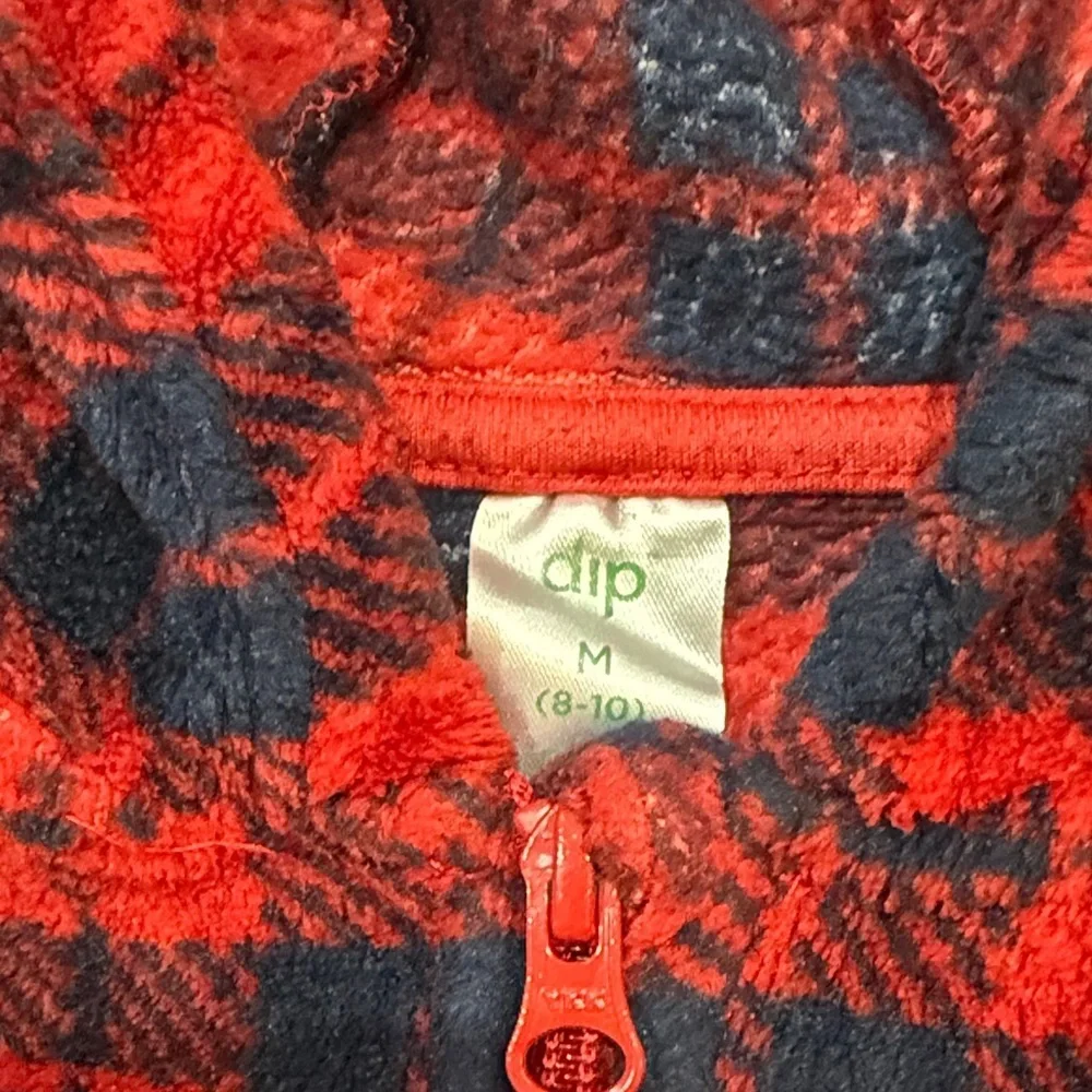 Plaid Hooded Onesie in Red and Navy